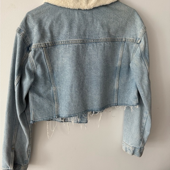 Guess Blue and Cream Cropped Jean Jacket - Picture 5 of 5